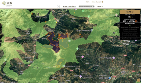 Visualització d’una iniciativa de custòdia i el seu solapament amb zones de la Xarxa Natura 2000.